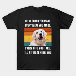 Every snack you make. Golden retriever retro design T-Shirt